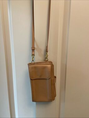 Pixie Mood Beige Vegan Leather Crossbody Phone Pouch